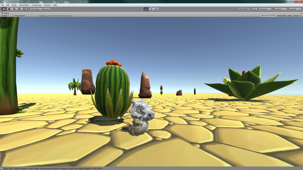 Jogo com um Pokemon implementado em Game Engine após Modelagem Esqueletal do Personagem